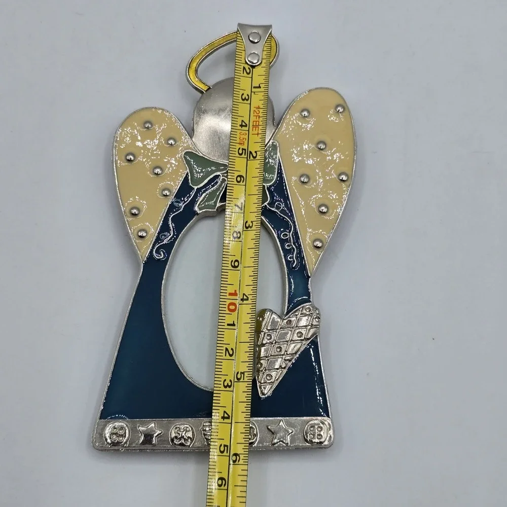 Vtg Giftco‎ Angel Multicolor Metal Floral Photo Picture Frame Free Standing